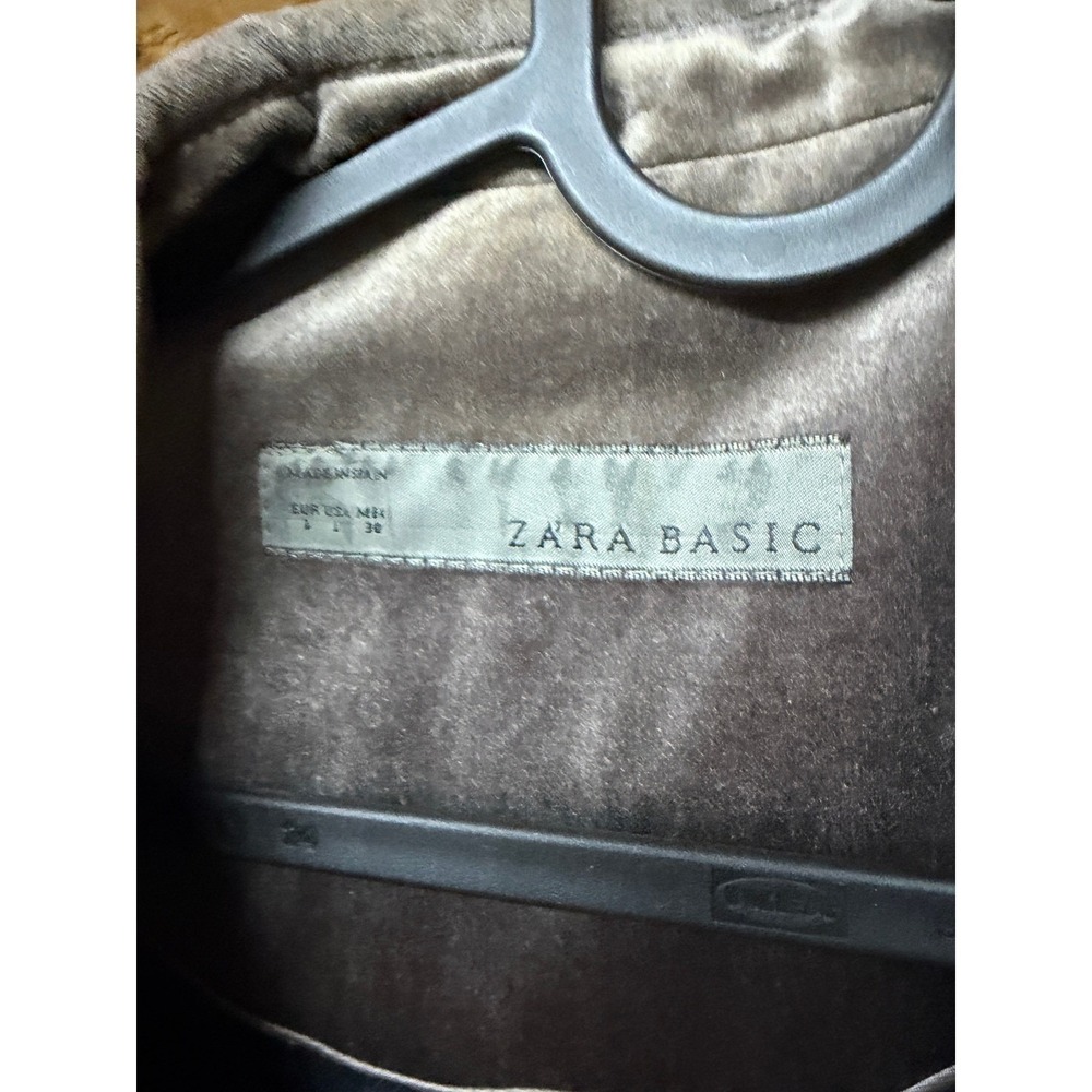 🍁Fall Sale! Zara Basic Velvet Blazer Small Taupe Brown Single Button Jacket - Picture 10 of 11